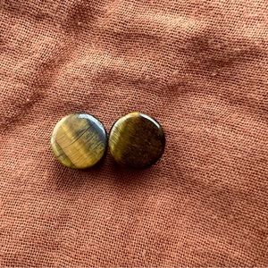 Natural gemstone tigers eye ear gauge